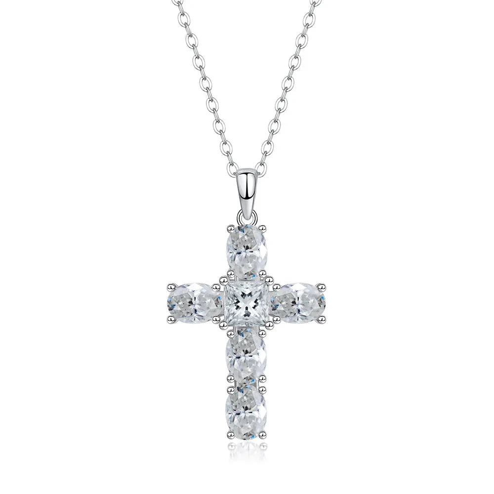 6ct D Color Oval Moissanite Cross Necklace for Women – VK. Diamonds