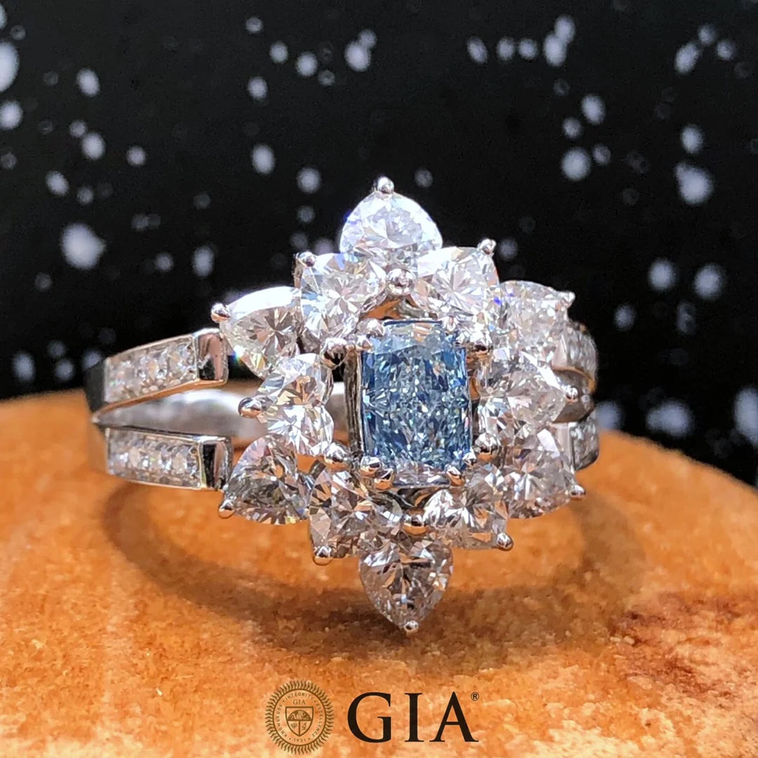 Natural Light Blue Diamond Engagement Rings