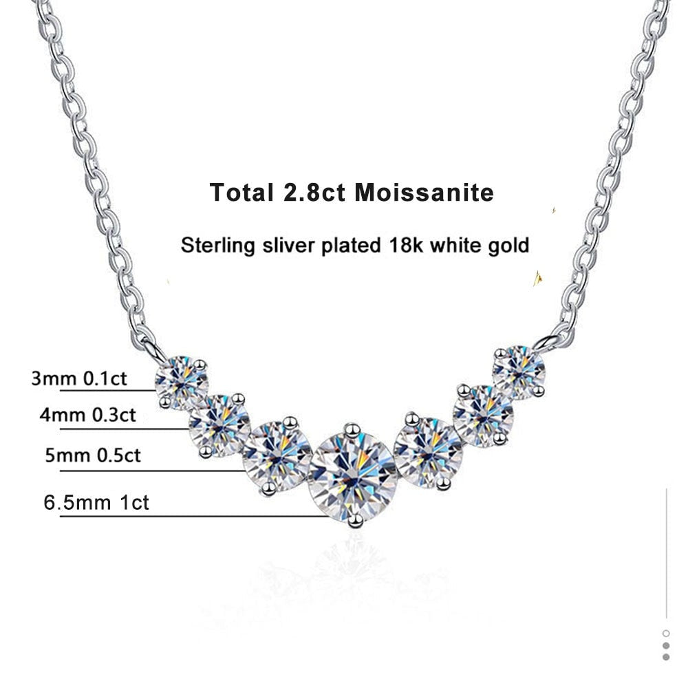 Moissanite Necklace 1.70 to 5.0 Carat D Color VVS1 18K Gold Plated Silver