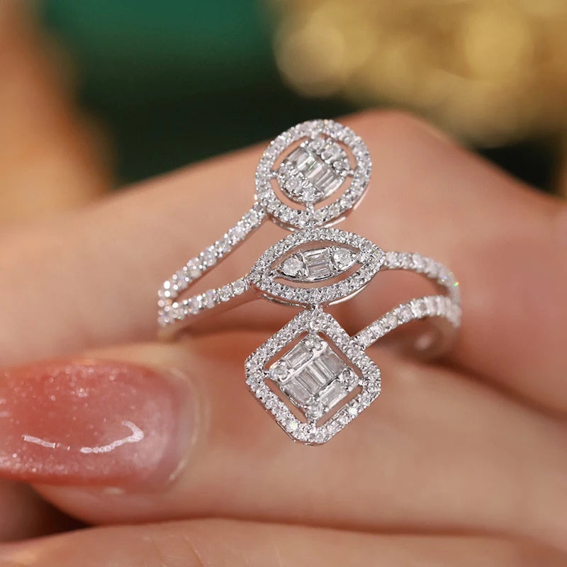 Luxury Jewelry Real Diamond Ring 18K White - Main Image