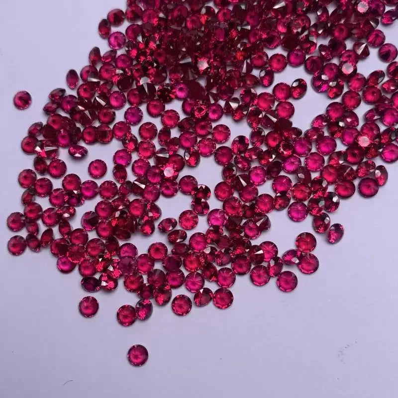 Loose Ruby. Small Sizes 0.8mm To 3.0mm. Round Shape. Lab-Grown Ruby.