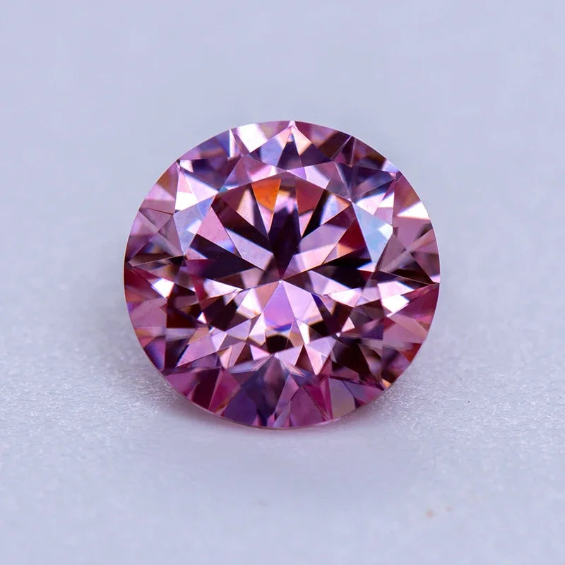 Moissanite Round Cut Pink To