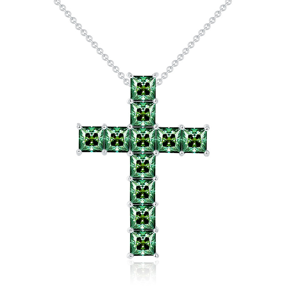 Princess Cut. Cross Moissanite Pendant Necklace. – VK. Diamonds display picture 2