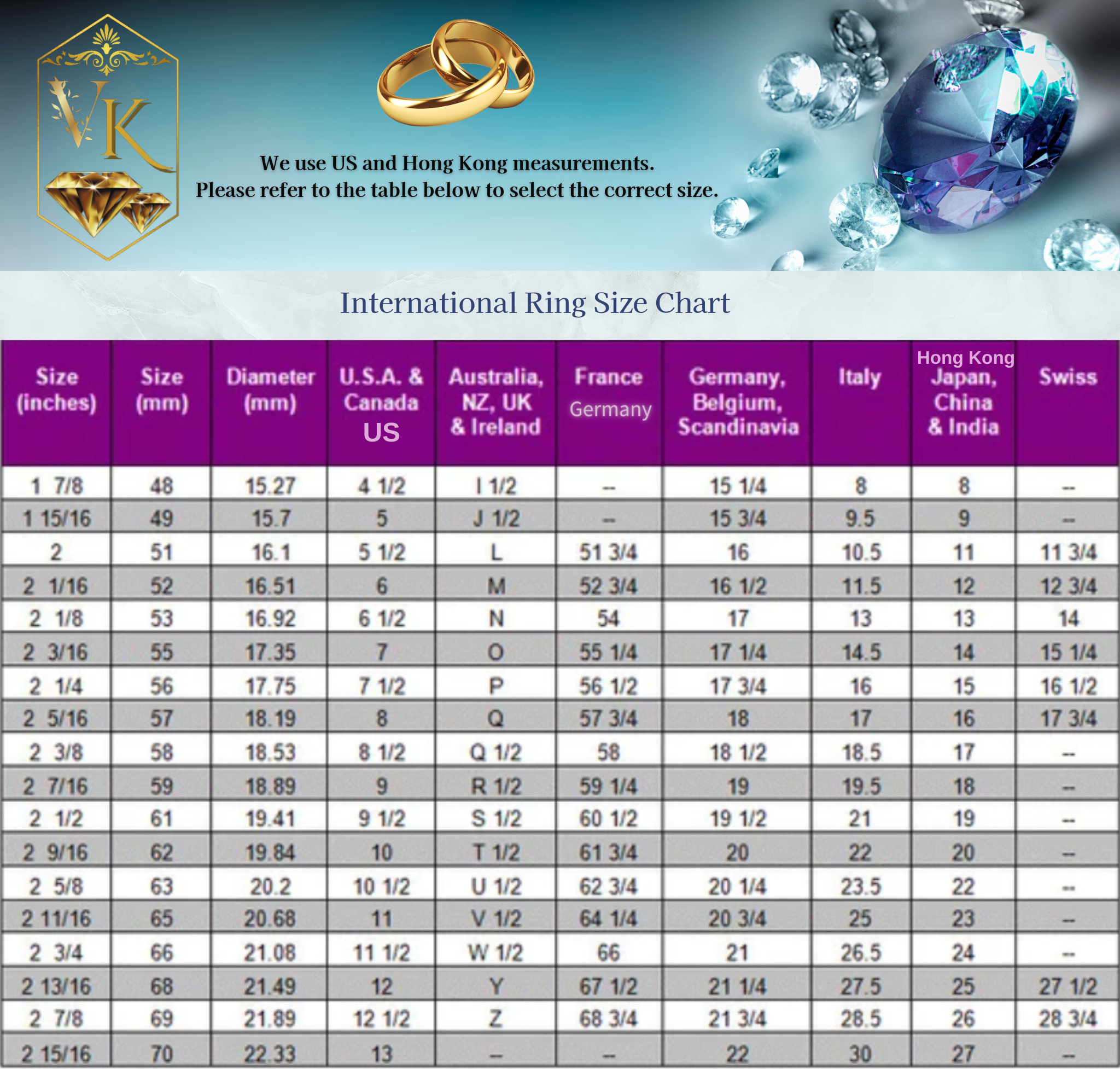 Ring Size Guide: How to Measure Your Ring Size at Home – VK. Diamonds