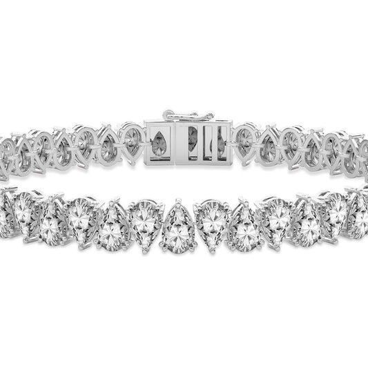 Diamond bracelet with pear-shaped stones on a white background