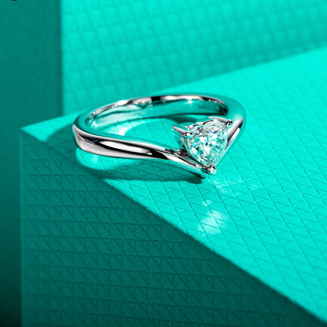 0.6ct heart cut moissanite engagement ring with certificate