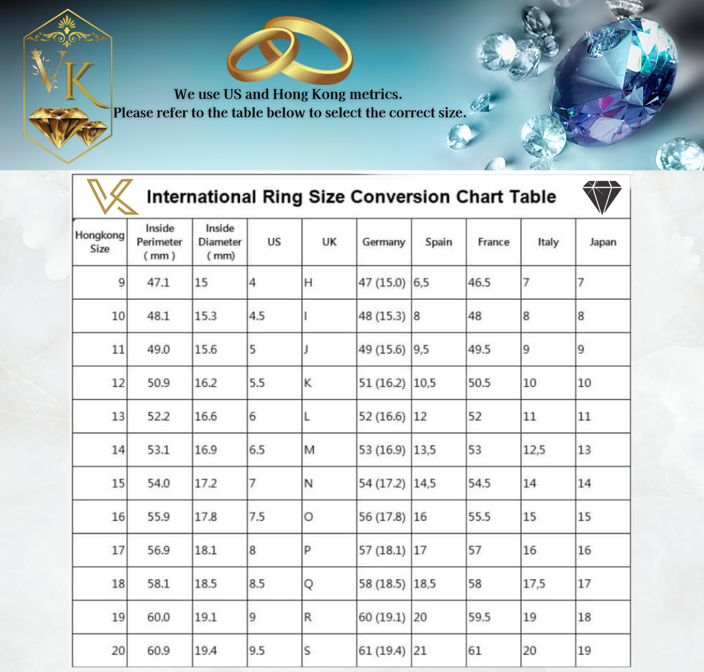 ring size chart