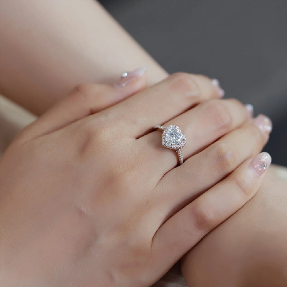 1-2 Carat Heart Shape. Moissanite Engagement Rings D VVS1.