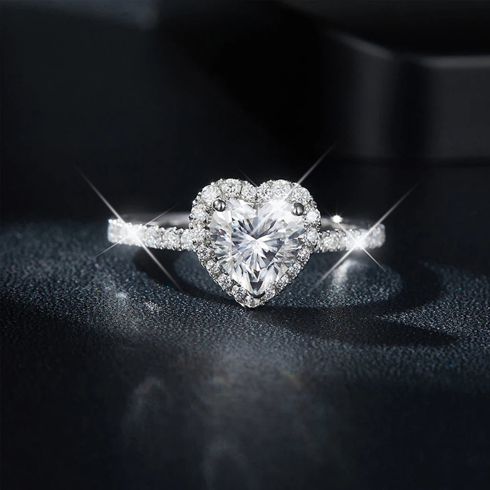 1-2 Carat Heart Shape. Moissanite Engagement Rings D VVS1.
