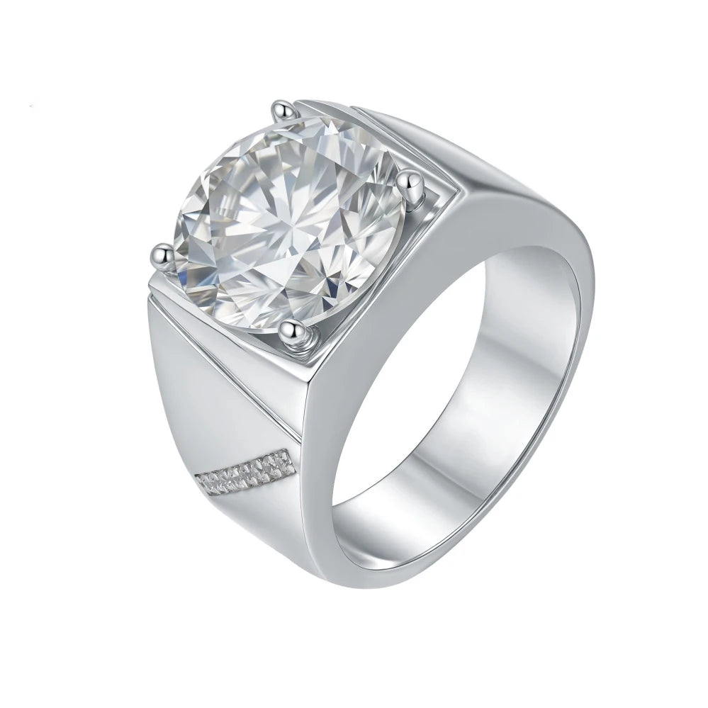 10 Carat D Color Moissanite Men's Ring – Luxury Diamond Look.