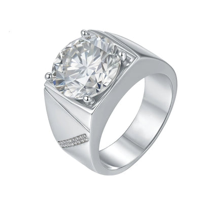10 Carat D Color Moissanite Men's Ring – Luxury Diamond Look.
