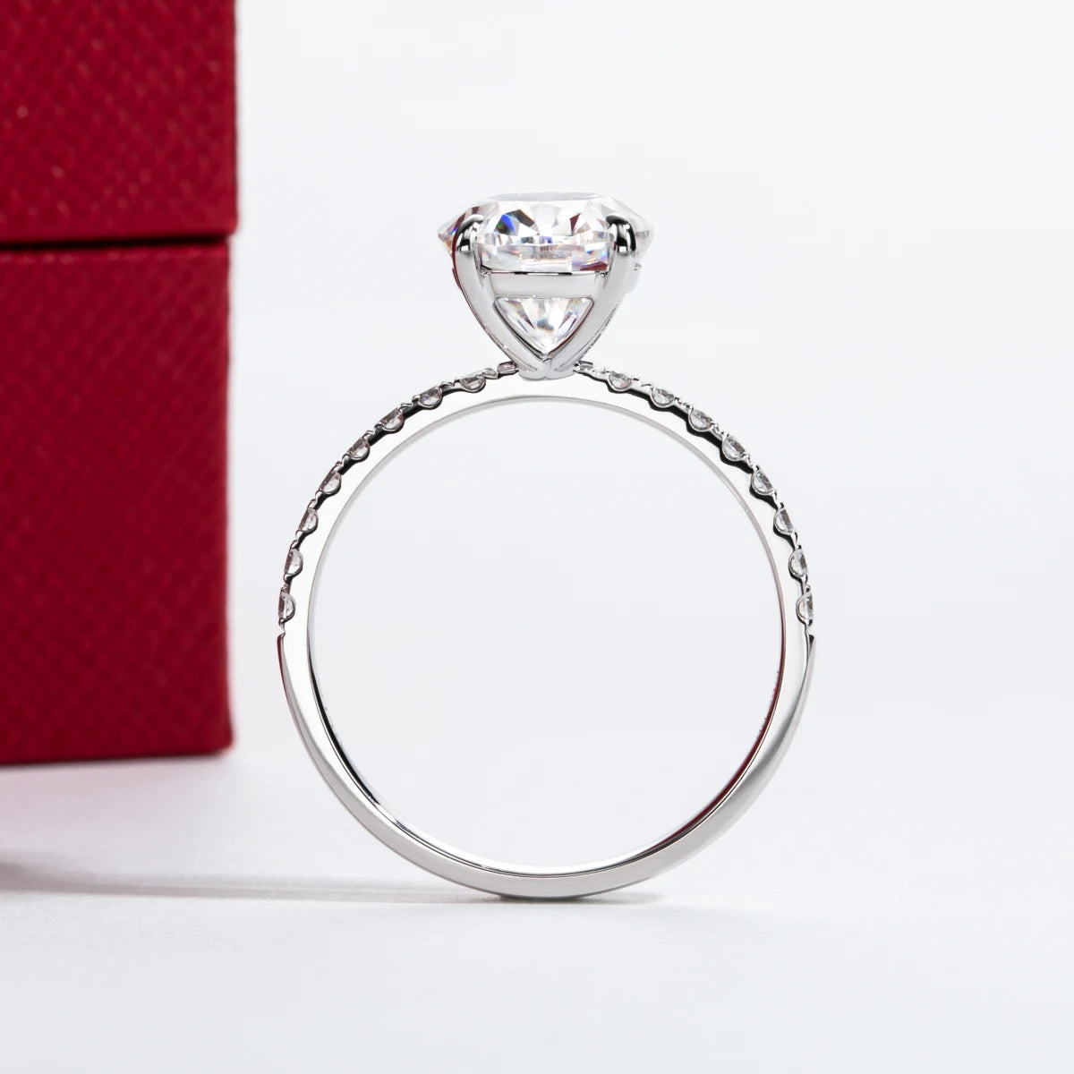 14K Gold 3ct Oval Cut D Color Moissanite Engagement Ring. Luxury Jewelry