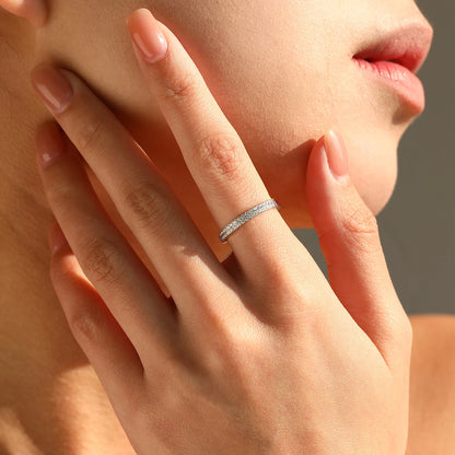 Detailed 18K Gold Plated finish on 925 Sterling Silver eternity ring