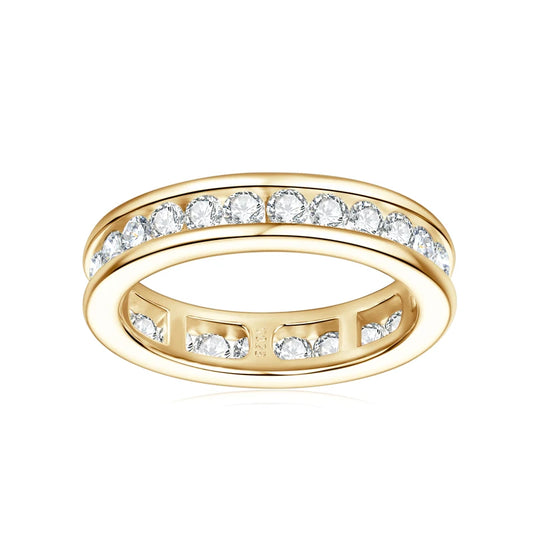 2.5mm Moissanite Band Ring S925 14K Gold Plated