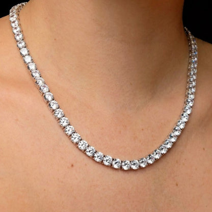 Genuine Moissanite Diamond Tennis Chain Necklace. 6.50mm Gemstones