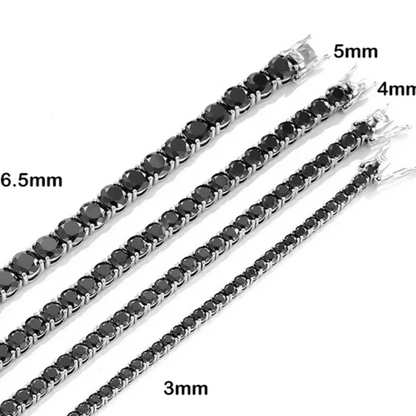 Moissanite Tennis Bracelets. Black Color. 3mm To 6.5mm Gemstones.