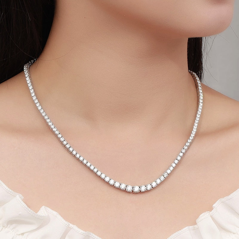 Luxury Moissanite Women's Tennis Necklaces. D. VVS1.