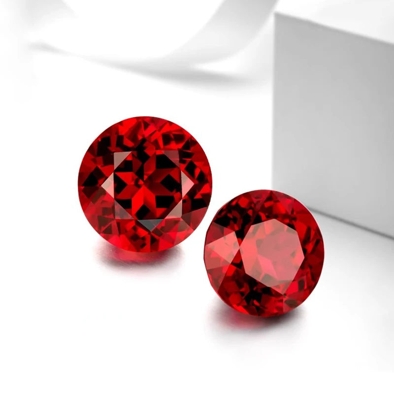 AGL certified lab-grown pigeon blood ruby round cut loose gemstone