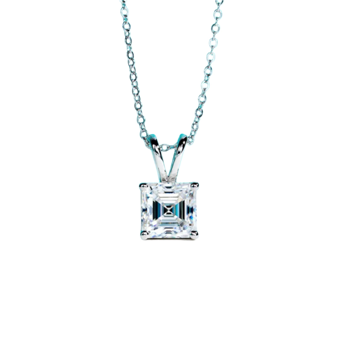 Asscher Cut Moissanite Diamond Pendant Necklace for Women. Best pendant 