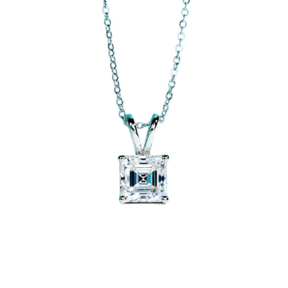 Asscher Cut Moissanite Diamond Pendant Necklace for Women. Best pendant 