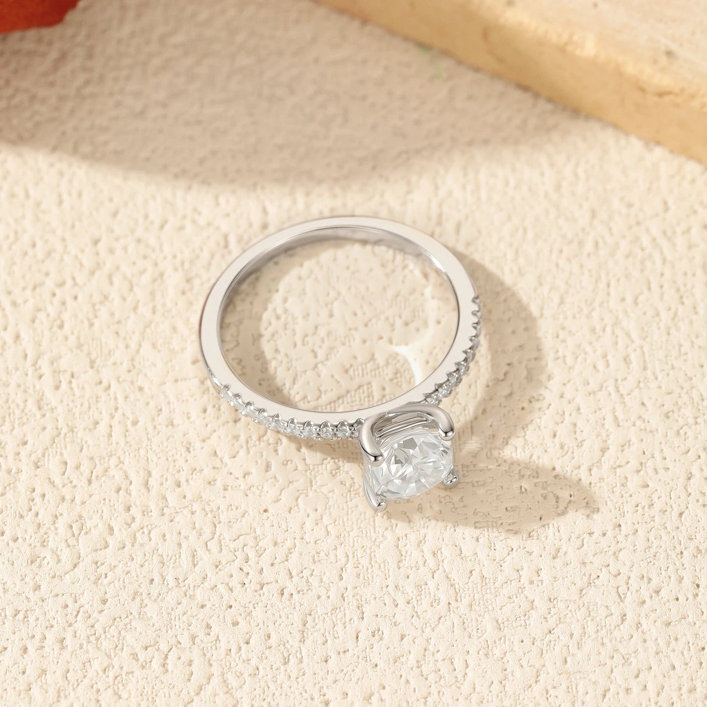 Brilliant 1ct Cushion Moissanite Ring White Gold Look