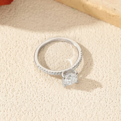 Brilliant 1ct Cushion Moissanite Ring White Gold Look