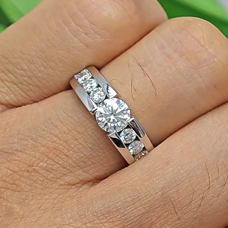 Brilliant D Color VVS1 moissanite ring for men