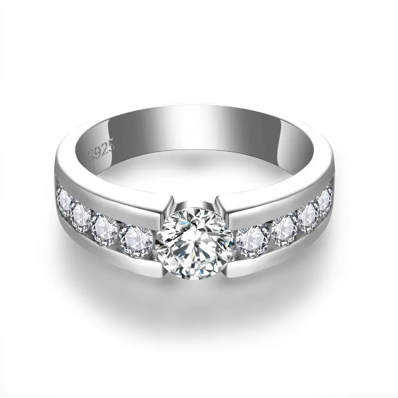 Classic Round Moissanite Ring – D Color VVS1 | Men's Ring.