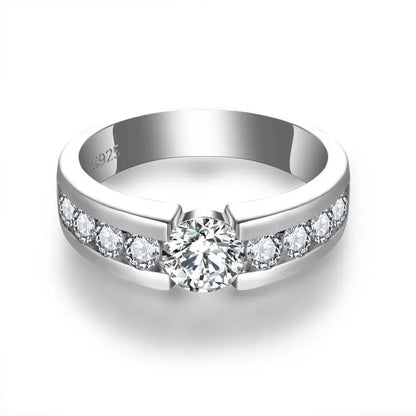 Classic Round Moissanite Ring – D Color VVS1 | Men's Ring.