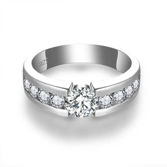 Classic Round Moissanite Ring – D Color VVS1 | Men's Ring.