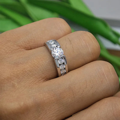 Classic white gold plated men's moissanite ring