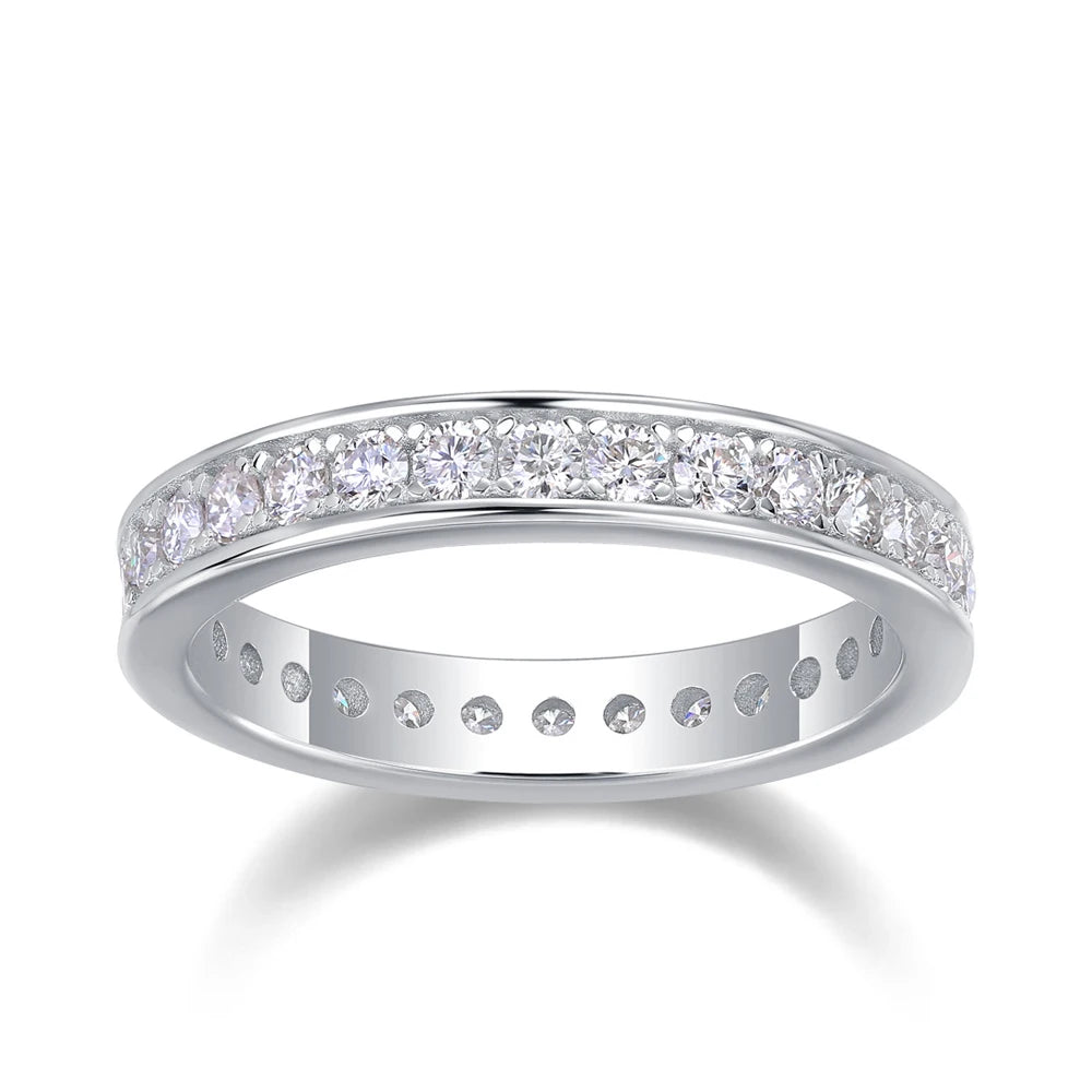 D VVS1 Moissanite Eternity Ring – 18K White Gold Plated