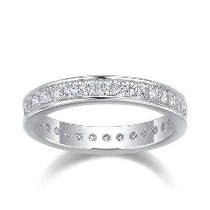 D VVS1 Moissanite Eternity Ring – 18K White Gold Plated