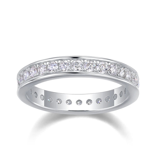 D VVS1 Moissanite Eternity Ring – 18K White Gold Plated