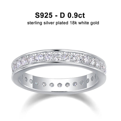 Elegant D VVS1 Moissanite Eternity Ring – 18K White Gold Plated