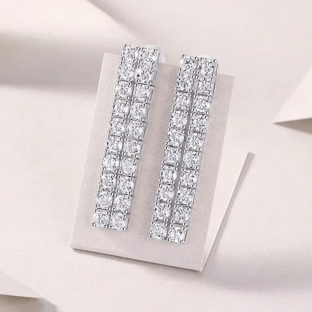 Elegant Moissanite tassel dangle earrings on model