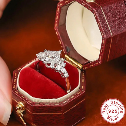 Diamond ring in a red jewelry box