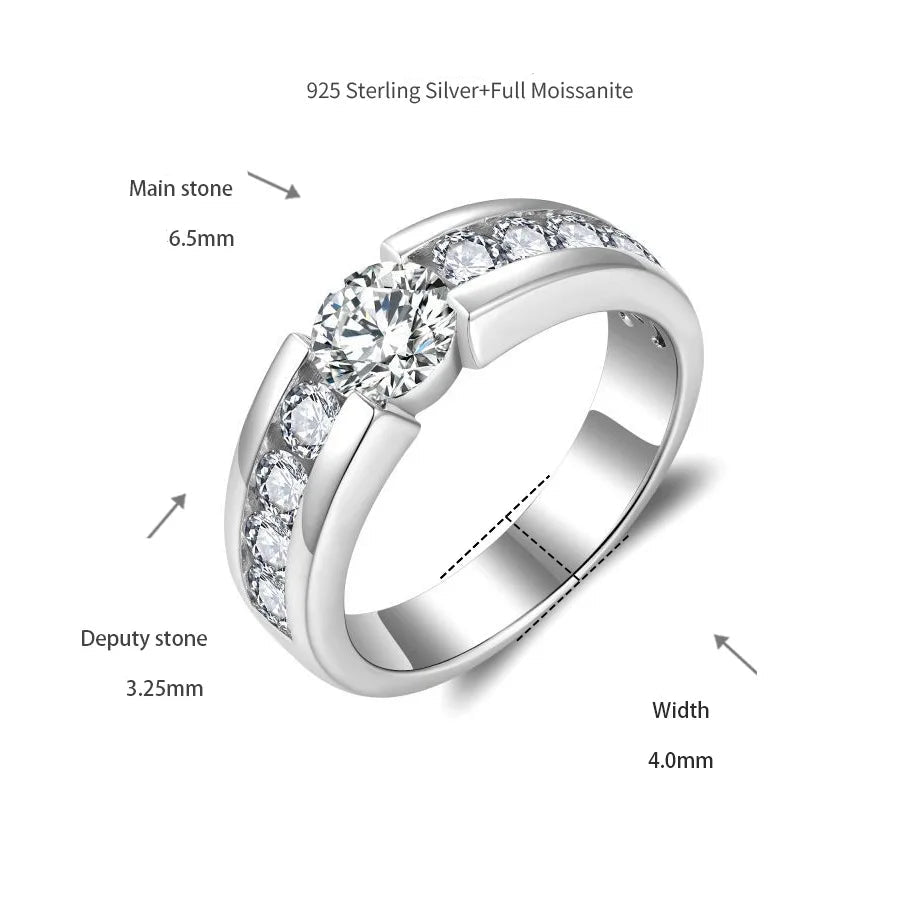 Elegant men's solitaire moissanite ring close-up