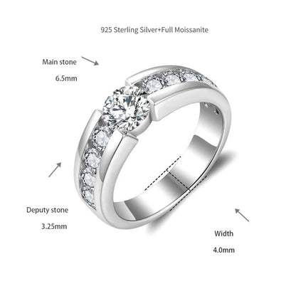 Elegant men's solitaire moissanite ring close-up