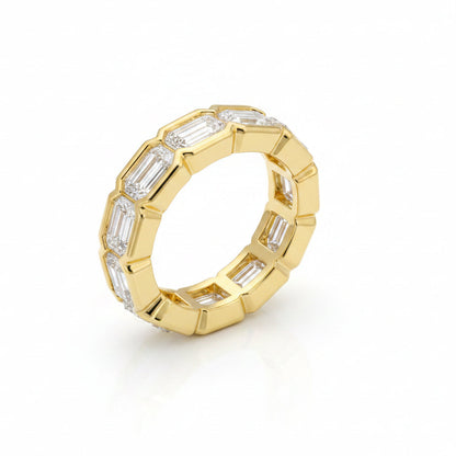 Full Eternity Band with Emerald Cut D Color Moissanite Stones