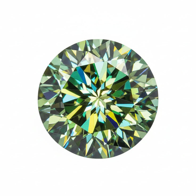 Green Moissanite Plum Blossom Cut 0.5–5.0ct GRA Certified