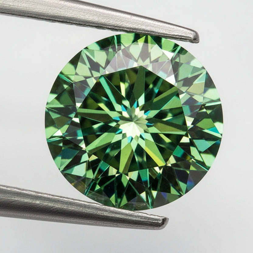 Green Moissanite Plum Blossom Cut 0.5–5.0ct GRA Certified natural color 