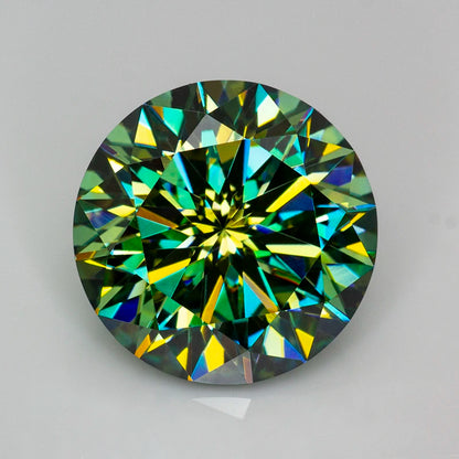 Green Moissanite Plum Blossom Cut 0.5–5.0ct GRA Certified round cut