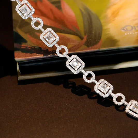18K Rose Gold. Natural Diamond Bracelet. 1.70 Carat. Diamond Jewelry.