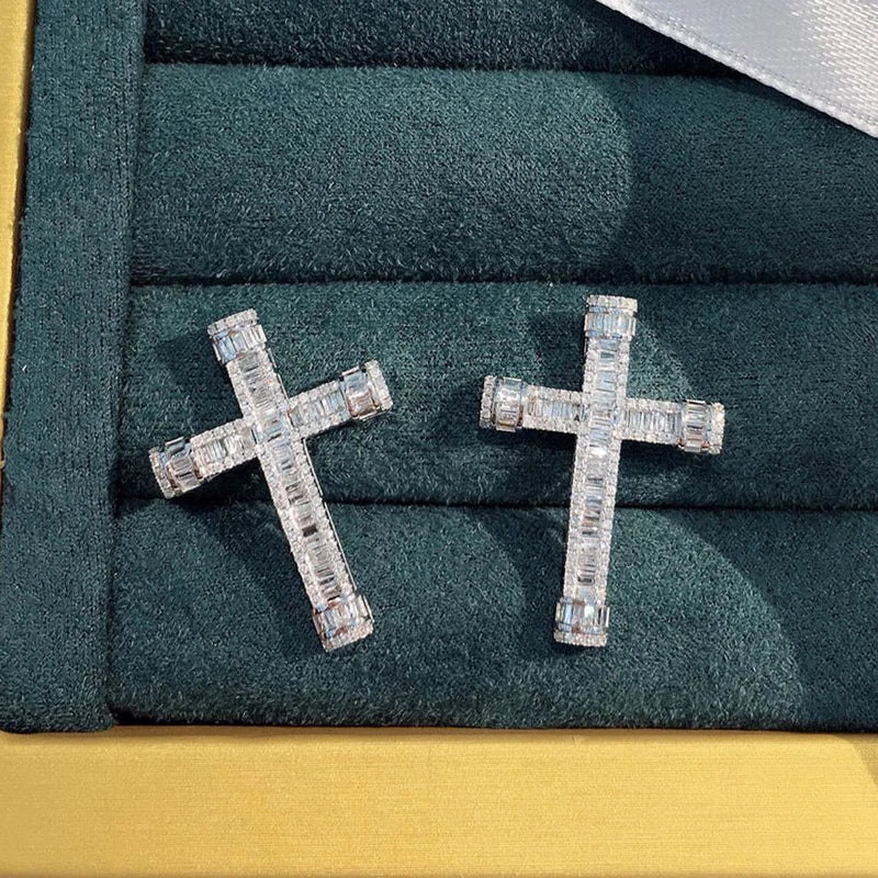 Diamond Cross Pendant. 0.55 Carat. Natural Diamond Jewelry.