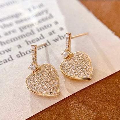 Heart Shaped Diamond Earrings. 0.23 Carat. Natural Diamond Jewelry.