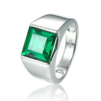 Luxury Emerald Men's Rings. 4.80 Carat Lab-Grown Emerald.