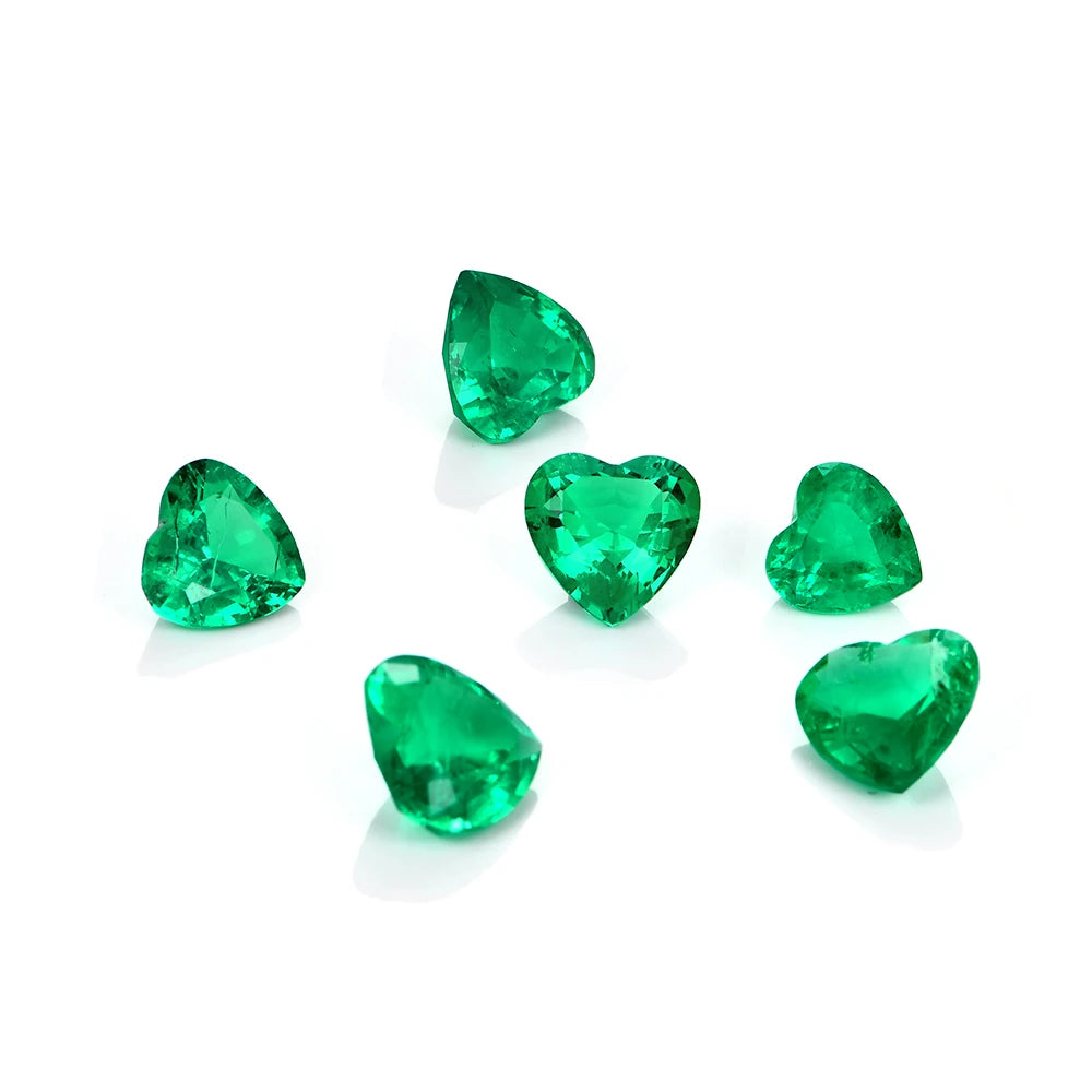 Columbian Emerald. Heart Shape. Loose Lab-Grown Emerald. 0.23ct To 2.56ct.