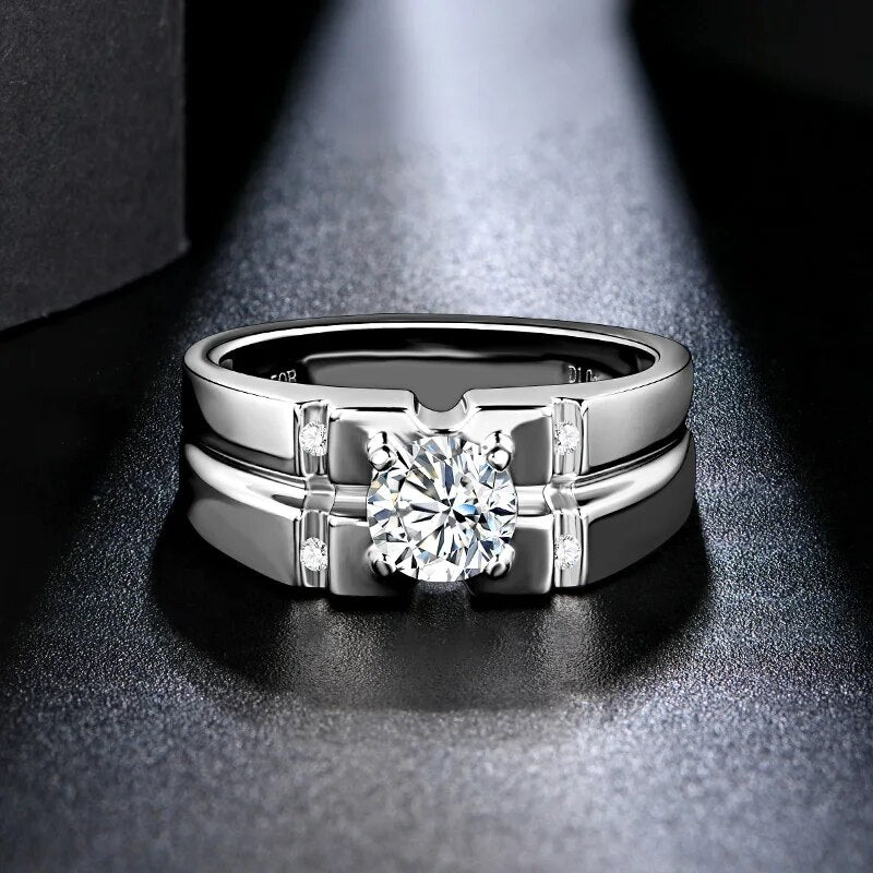 Elegant Moissanite Ring For Men. 1.0 Carat Genuine Moissanite.