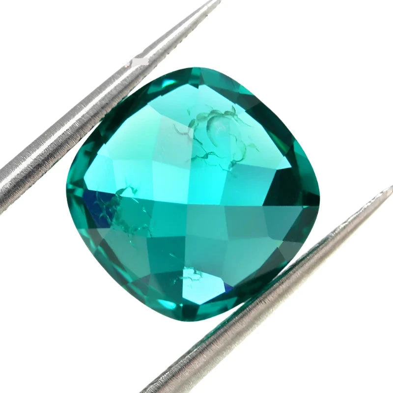 Cushion Shape Lab-Grown Garnet - Paraiba Tourmaline Color.